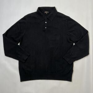 Quince Sweater Mens XL Cashmere Polo Collar Pullover Classic Black Mongolian